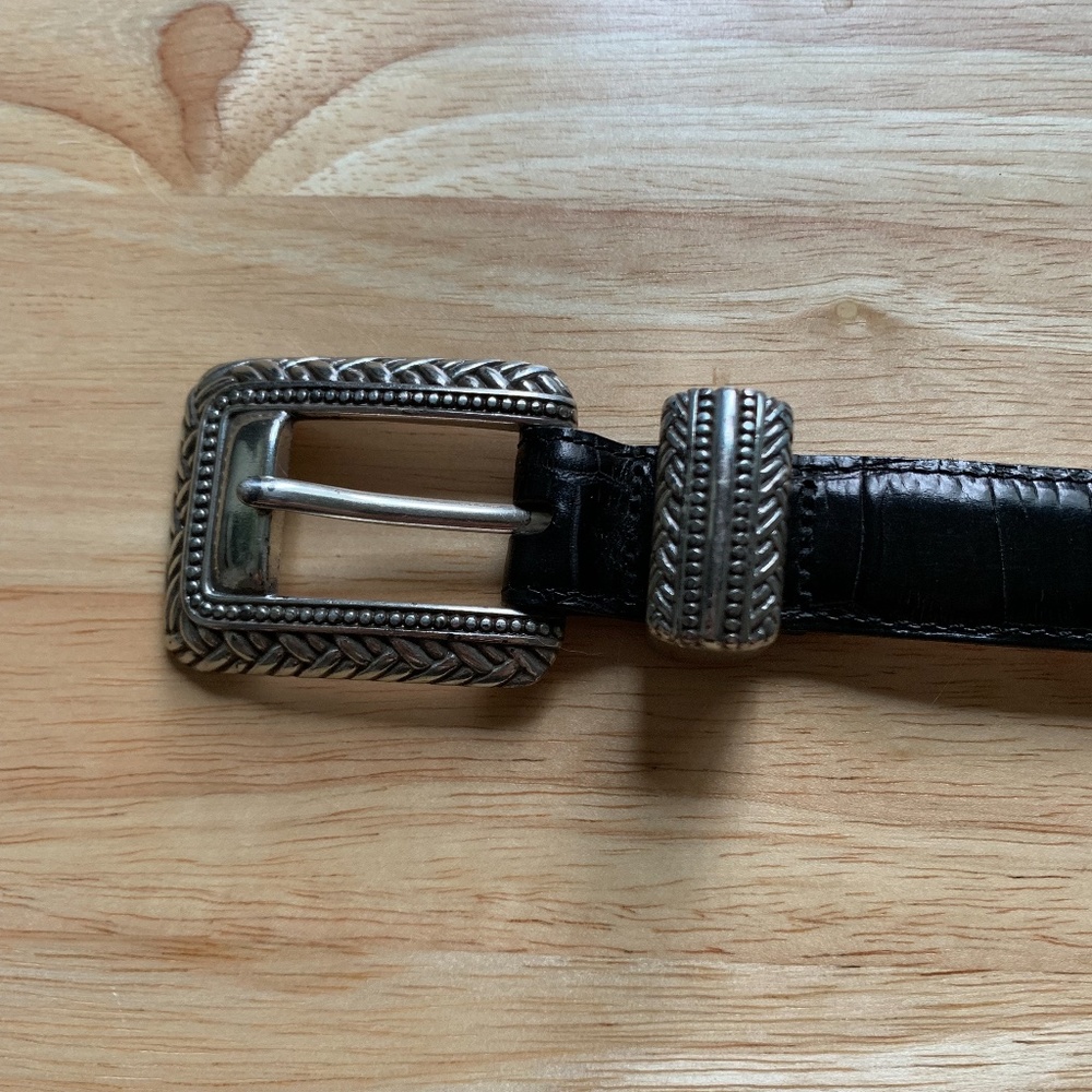 Vintage Black Leather Western Belt - Picture 5 of 7
